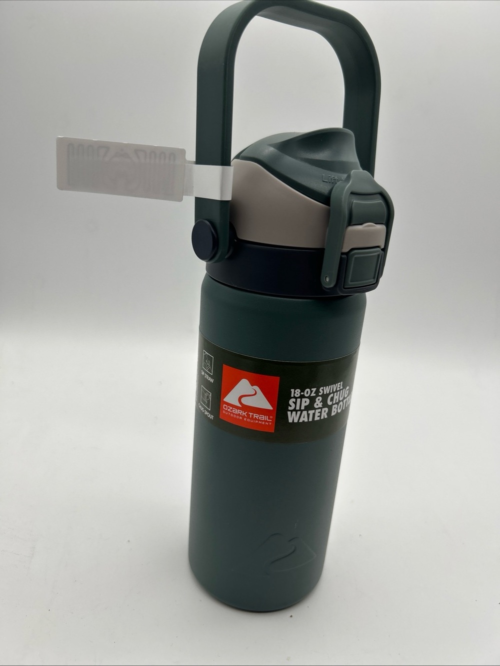 Ozark Trail Slate Green & Gray 18oz Swivel Sip Water Bottle with Handle